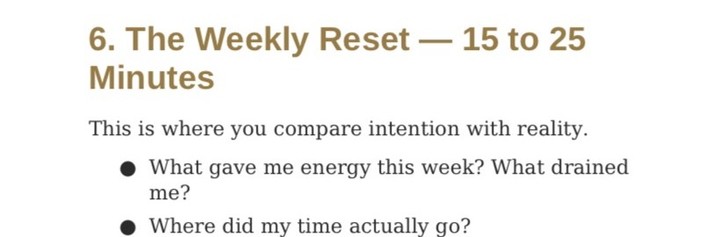 The Weekly Reset — fifteen to twenty five minutes